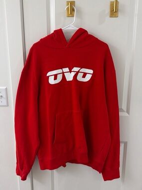OVO Red Hoodie with White Logo